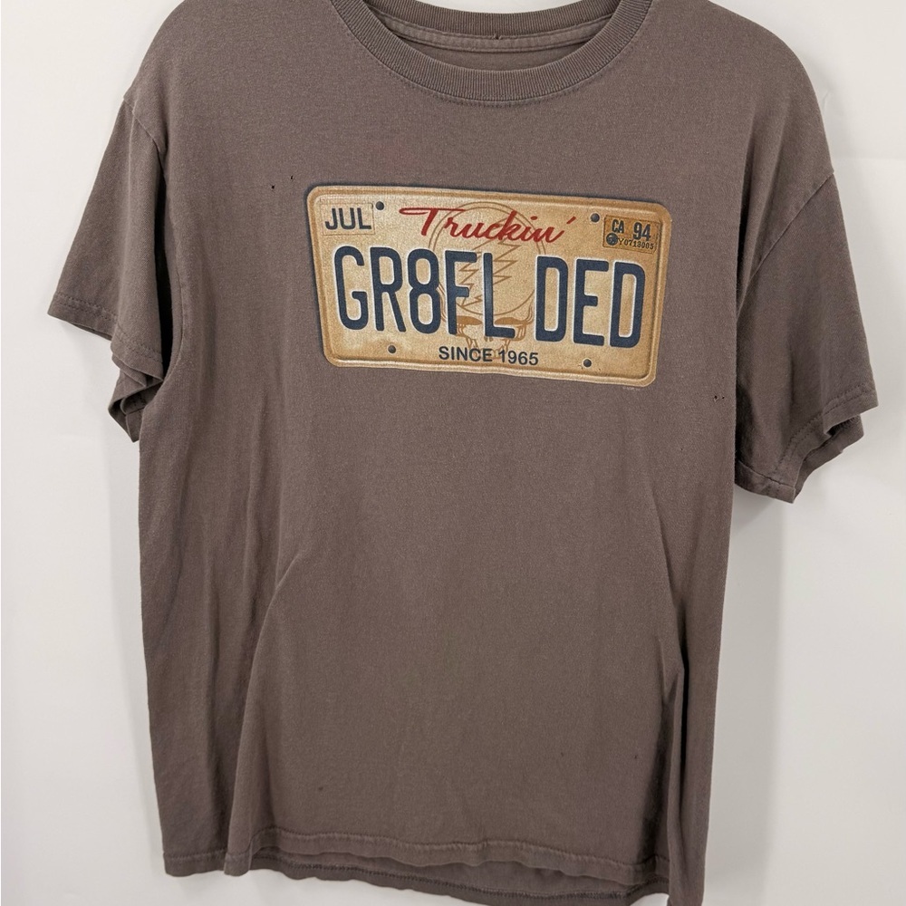Liquid Blue Mens Grateful Dead T-shirt Distressed License Plate GR8FL DED Size M